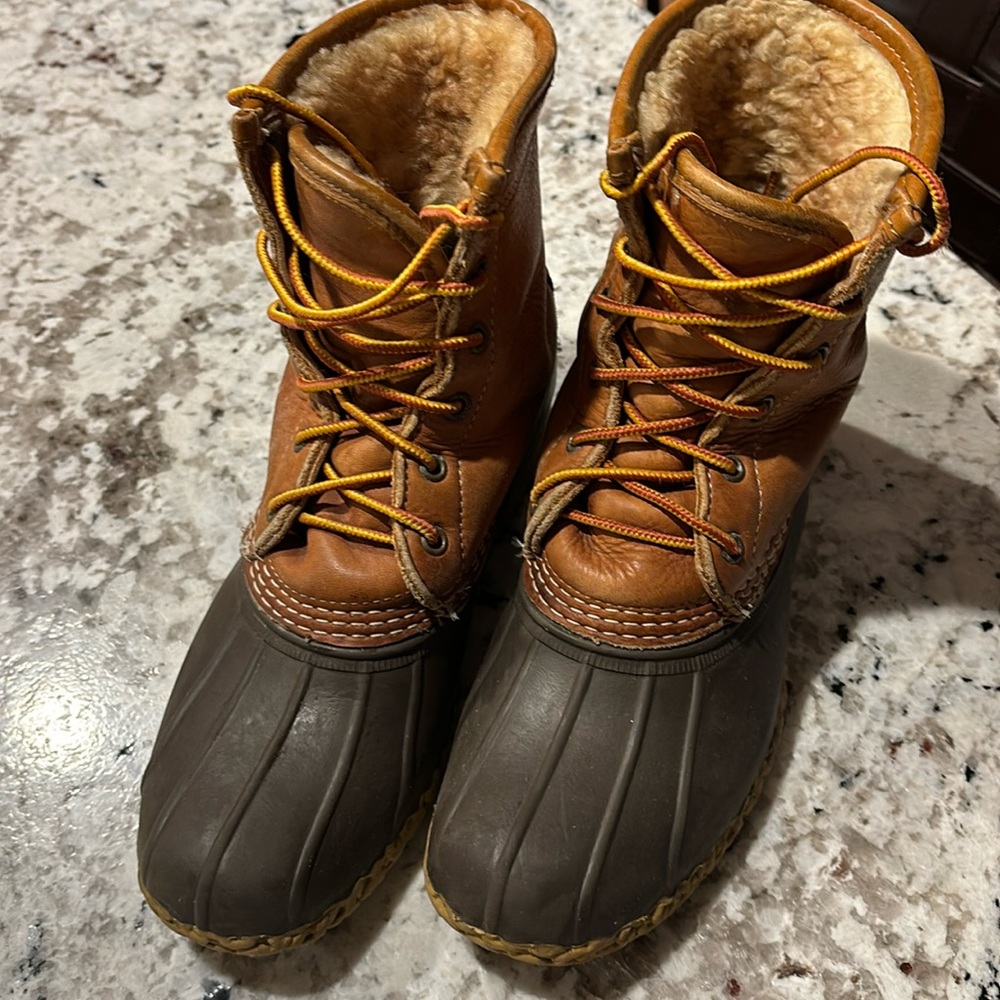 Vintage LL Bean sherpa lined duck boots.